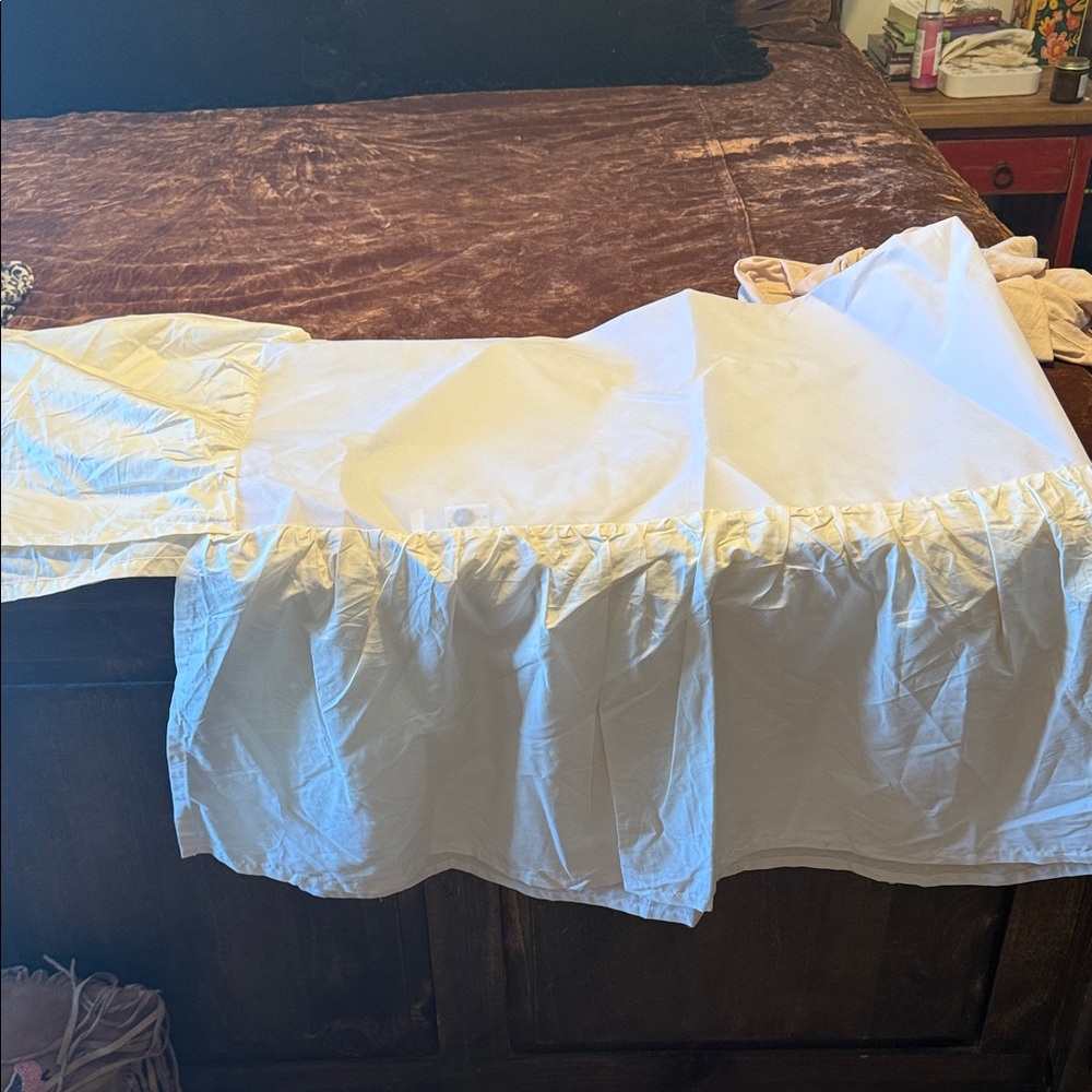 White Ruffled crib Bed Skirt